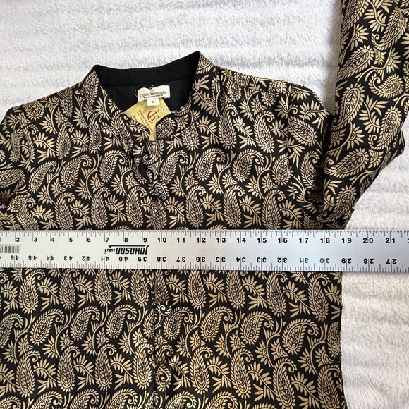 Creative Handicrafts Long Silk Jacket Womens Medium Black & Gold Paisley New - Picture 8 of 9